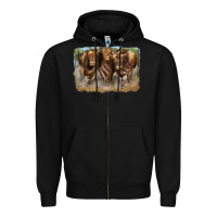 Black 3 red angus bulls Zipper Hoodie - LillyAllenDesigns
