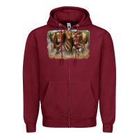 Burgundy 3 red angus bulls Zipper Hoodie - LillyAllenDesigns