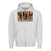 Dove Grey 3 red angus bulls Zipper Hoodie - LillyAllenDesigns