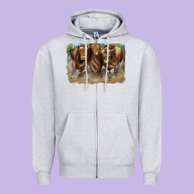 3 Red Angus Bulls Zipper Hoodie Designed By Lillyallendesigns