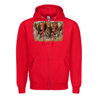 Red 3 red angus bulls Zipper Hoodie - LillyAllenDesigns