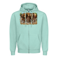 Seafoam 3 red angus bulls Zipper Hoodie - LillyAllenDesigns