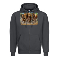 Smoke 3 red angus bulls Zipper Hoodie - LillyAllenDesigns