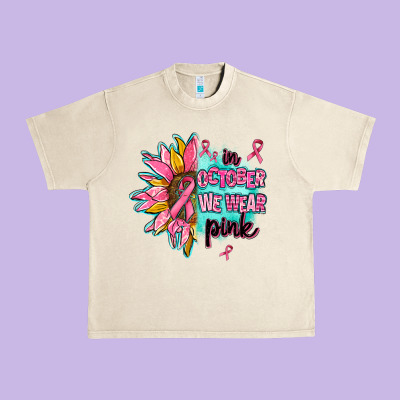 Sunflower In October We Wear Pink Urban Heavy Tee Designed By Adodesignshop