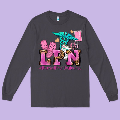 Lpn Licensed Practical Nurse Long Sleeve Tee Designed By Adodesignshop