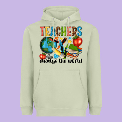 Teachers Change The World Heavyweight Hoodie Designed By Nancycooperartshop