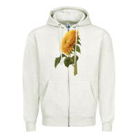 Oatmeal Heather teddy bear sunflower Zipper Hoodie - LillyAllenDesigns