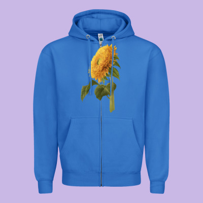 Teddy Bear Sunflower Zipper Hoodie Designed By Lillyallendesigns