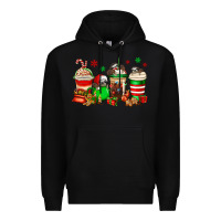 Black christmas sloth coffee cups Premium Hoodie - Jasminsmagicworld