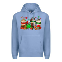 Colony Blue christmas sloth coffee cups Premium Hoodie - Jasminsmagicworld