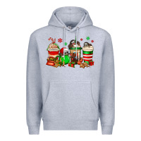 Heather Grey christmas sloth coffee cups Premium Hoodie - Jasminsmagicworld