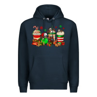 Navy christmas sloth coffee cups Premium Hoodie - Jasminsmagicworld