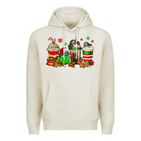 Oatmeal Heather christmas sloth coffee cups Premium Hoodie - Jasminsmagicworld