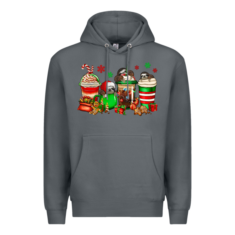 Christmas Sloth Coffee Cups Premium Hoodie by Jasminsmagicworld | Teevron