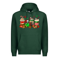 Sports Green christmas sloth coffee cups Premium Hoodie - Jasminsmagicworld
