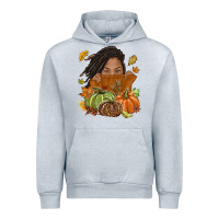 Heather Grey Fall with black girl Urban Hoodie - NancyCooperArtShop