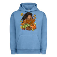 Pigment Pebble Blue Fall with black girl Urban Hoodie - NancyCooperArtShop