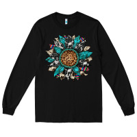 Black cowhide leopard serape gemstone  sunflower Long Sleeve Tee - Artiststas