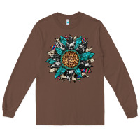 Chestnut cowhide leopard serape gemstone  sunflower Long Sleeve Tee - Artiststas
