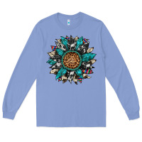 Colony Blue cowhide leopard serape gemstone  sunflower Long Sleeve Tee - Artiststas