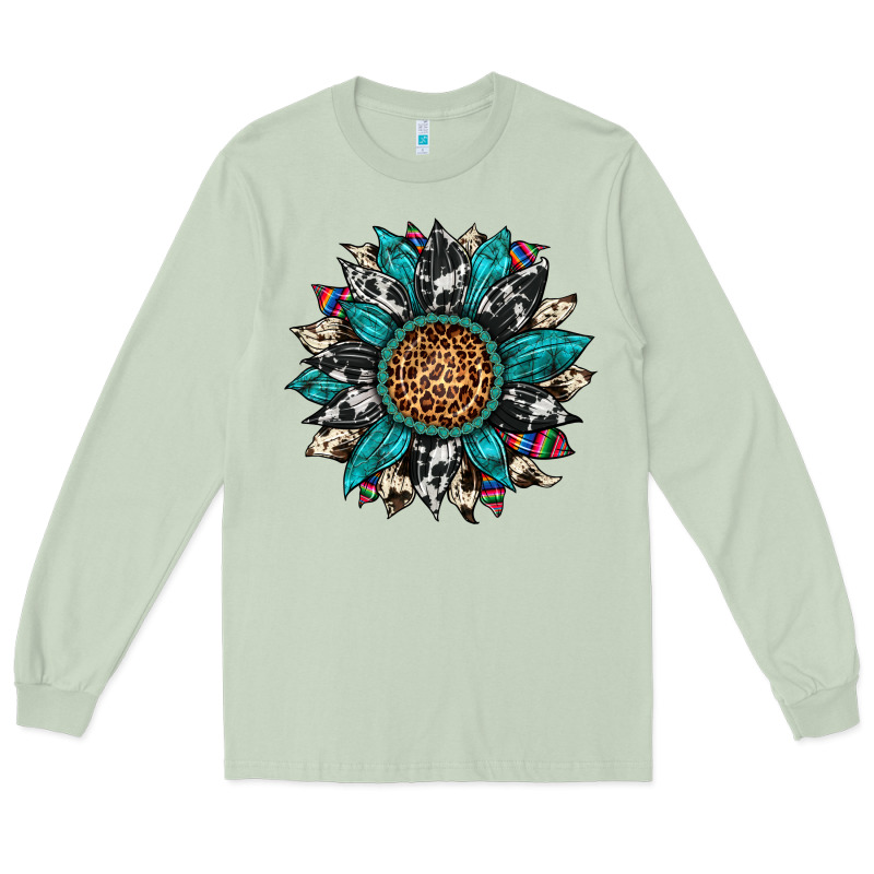 Cowhide Leopard Serape Gemstone  Sunflower Long Sleeve Tee by Artiststas | Teevron