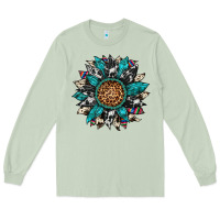 Matcha cowhide leopard serape gemstone  sunflower Long Sleeve Tee - Artiststas