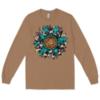 Toasted Coconut cowhide leopard serape gemstone  sunflower Long Sleeve Tee - Artiststas