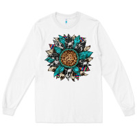 White cowhide leopard serape gemstone  sunflower Long Sleeve Tee - Artiststas