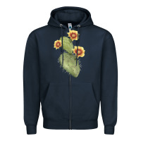 Navy opuntia phaeacantha Zipper Hoodie - LillyAllenDesigns