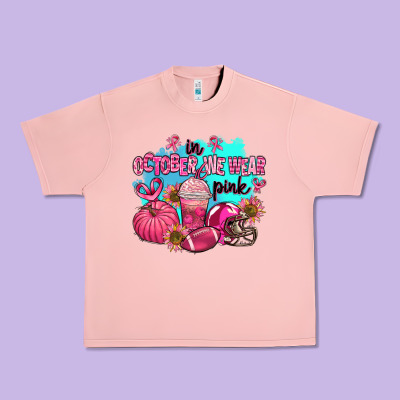 In October We Wear Pink American Football Urban Heavy Tee Designed By Adodesignshop