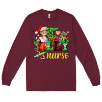 Burgundy jolly nurse with Christmas element Long Sleeve Tee - AdoDesignShop