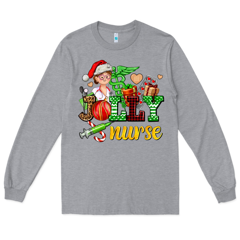 Jolly Nurse With Christmas Element Long Sleeve Tee by AdoDesignShop | Teevron