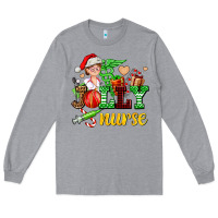 Heather Grey jolly nurse with Christmas element Long Sleeve Tee - AdoDesignShop