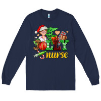 Navy jolly nurse with Christmas element Long Sleeve Tee - AdoDesignShop