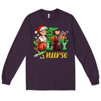 Plum jolly nurse with Christmas element Long Sleeve Tee - AdoDesignShop