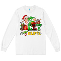 White jolly nurse with Christmas element Long Sleeve Tee - AdoDesignShop