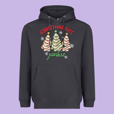Christmas Tree Junkie Heavyweight Hoodie Designed By Maliassmallbusiness