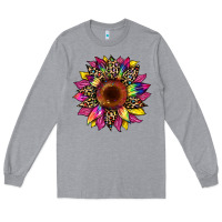 Heather Grey tie dye leopard sunflower Long Sleeve Tee - Artiststas