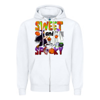 White Sweet and spooky Zipper Hoodie - NancyCooperArtShop