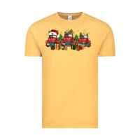Vintage Mustard christmas trucks Vintage Tee - FaDigitalArtStudio