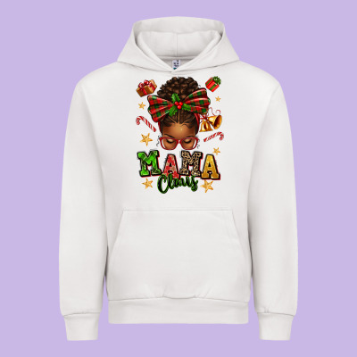 Mama Claus Afro Messy Bun Urban Hoodie Designed By Texasbilliewilder