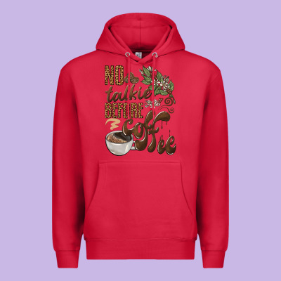 No Talkie Before Coffee Premium Hoodie Designed By Barkaloodesign