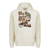 Oatmeal Heather no talkie before coffee Premium Hoodie - BarkalooDesign