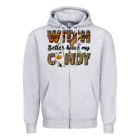 Heather Grey Witch better have my candy Zipper Hoodie - NancyCooperArtShop