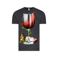 Vintage Black christmas wine glass Vintage Tee - FaDigitalArtStudio