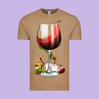 Christmas Wine Glass Vintage Tee Designed By Fadigitalartstudio