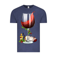 Vintage Denim christmas wine glass Vintage Tee - FaDigitalArtStudio