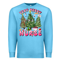 Ocean Blue very merry nurse Premium Sweatshirt - MaliasSmallBusiness