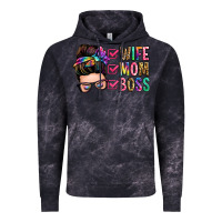 Cloud Black wife mom boss messy bun Vintage Hoodie - Zillion Design Studio