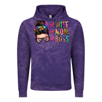 Cloud Purple wife mom boss messy bun Vintage Hoodie - Zillion Design Studio